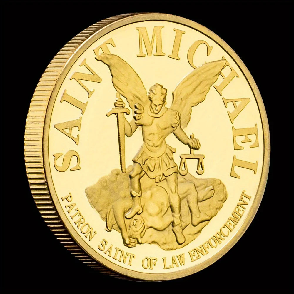 United States Alaska State Troopers Collectible Golden Plated Souvenir Coin Saint Micheal Pattern Collection Commemorative Coin 1144-Chinese Style Finds™