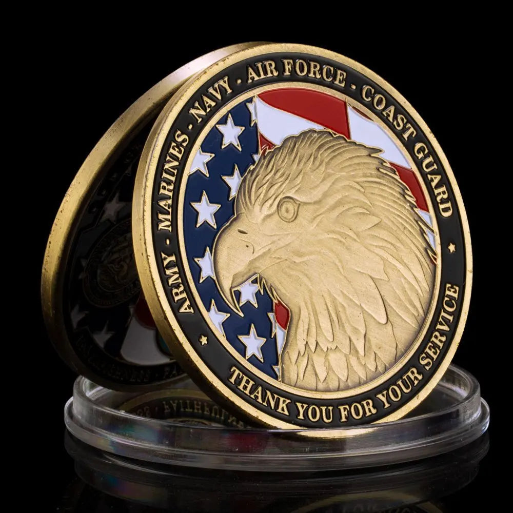 United States Armed Forces Challenge Coin with Freedom Eagle Pattern Thank You for Your Service Copper Plated Commemorative Coin 1614-Chinese Style Finds™