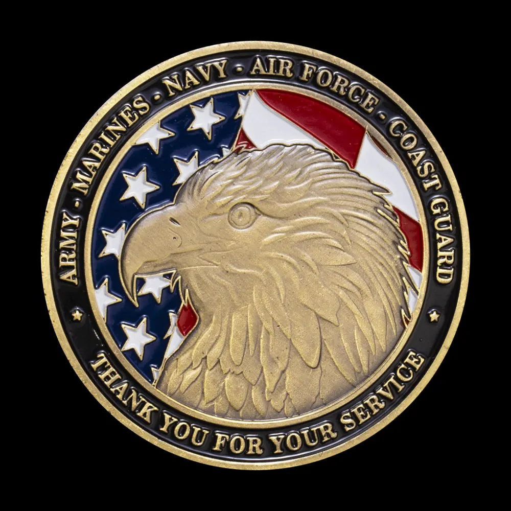 United States Armed Forces Challenge Coin with Freedom Eagle Pattern Thank You for Your Service Copper Plated Commemorative Coin 1614-Chinese Style Finds™