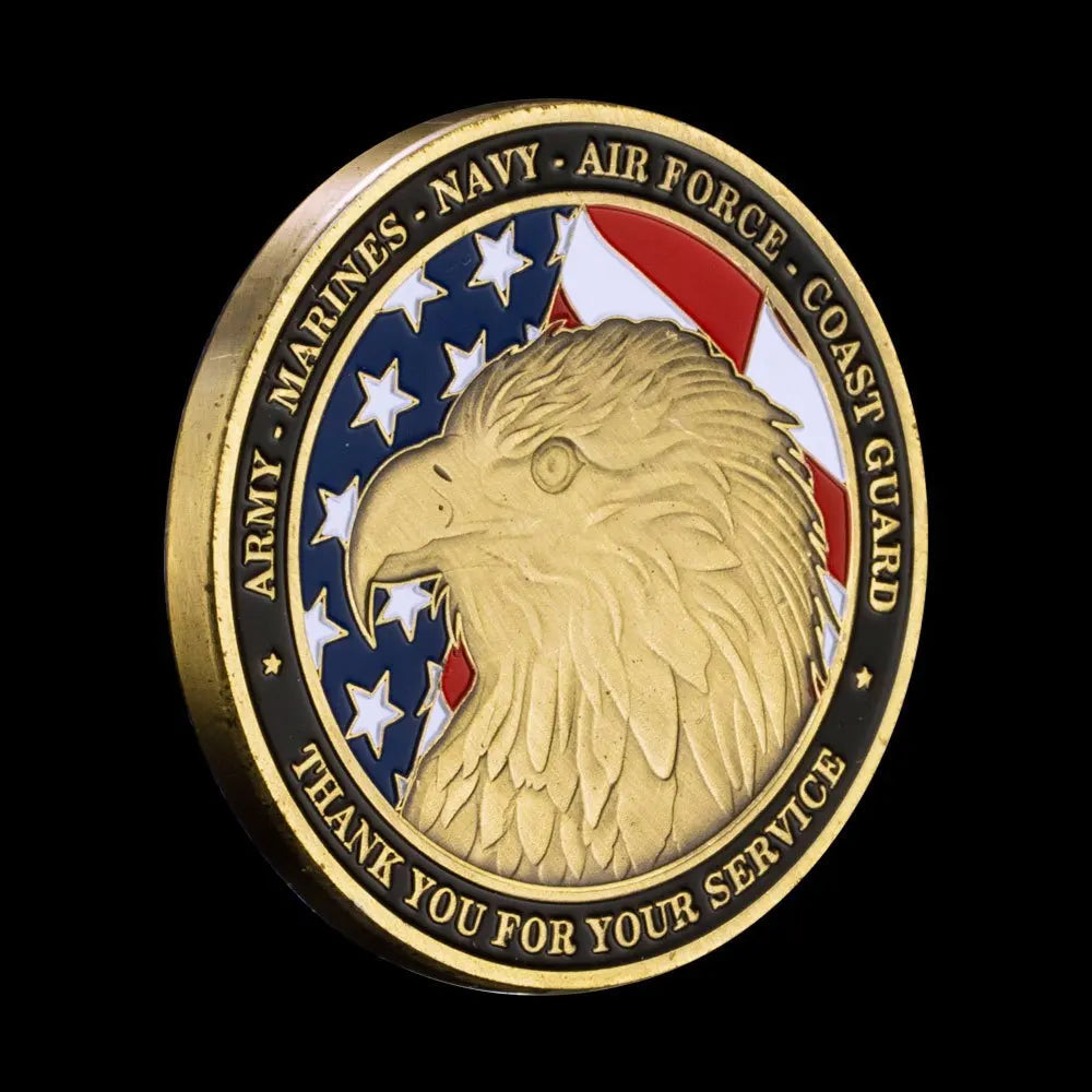 United States Armed Forces Challenge Coin with Freedom Eagle Pattern Thank You for Your Service Copper Plated Commemorative Coin 1614-Chinese Style Finds™