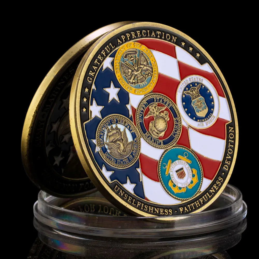 United States Armed Forces Challenge Coin with Freedom Eagle Pattern Thank You for Your Service Copper Plated Commemorative Coin 1614-Chinese Style Finds™