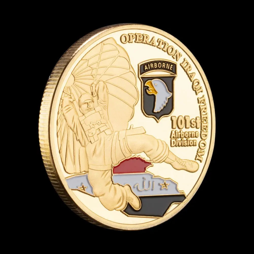 United States Army 101st Airborne Aivision Souvenir Golden Plated Challenge Coin Operation Iraqi Freedom Commemorative Coin 1075-Chinese Style Finds™