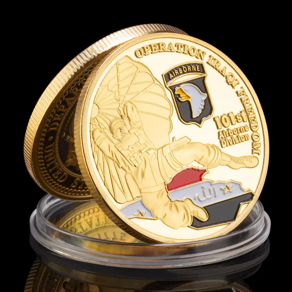 United States Army 101st Airborne Aivision Souvenir Golden Plated Challenge Coin Operation Iraqi Freedom Commemorative Coin 1075-Chinese Style Finds™