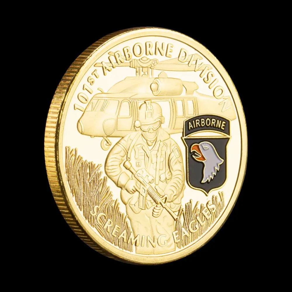 United States Army 101st Airborne Division Souvenir Coin GoldenPlated Commemorative Coin Military Fan Collectible Challenge Coin 1670-Chinese Style Finds™