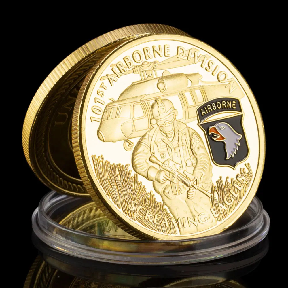 United States Army 101st Airborne Division Souvenir Coin GoldenPlated Commemorative Coin Military Fan Collectible Challenge Coin 1670-Chinese Style Finds™