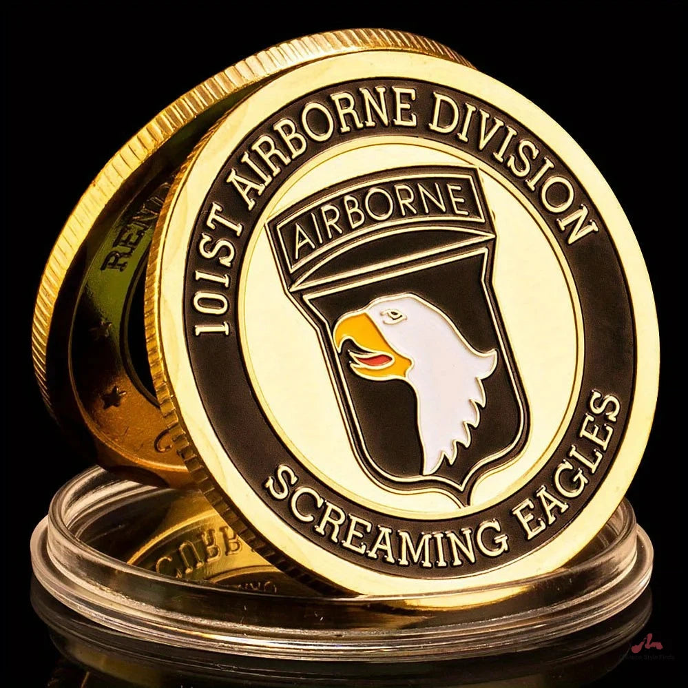 United States Army 101st Airborne Division Souvenir Coin Screaming Eagle Golden Plated Challenge Coin Commemorative Coins 1247-Chinese Style Finds™