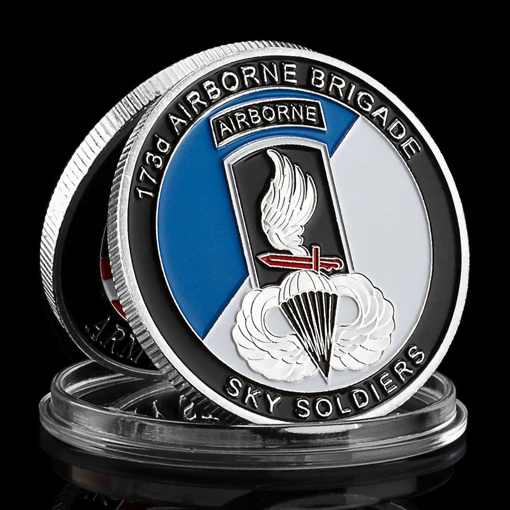 United States Army 173d Airborne Brigade Souvenir Silvery Plated Challenge Coin US Army Strong Collectible Commemorative Coin 1685-Chinese Style Finds™