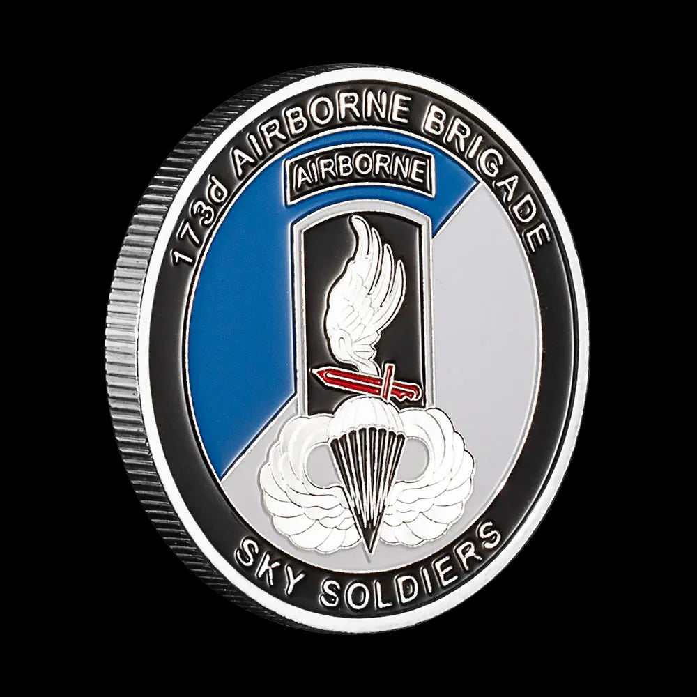 United States Army 173d Airborne Brigade Souvenir Silvery Plated Challenge Coin US Army Strong Collectible Commemorative Coin 1685-Chinese Style Finds™