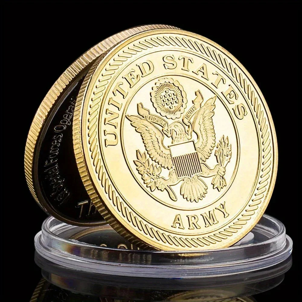 United States Army 1st Special Forces Operational Challenge Coin Airborne Delta Force Souvenirs Golden Plated Commemorative Coins 1538-Chinese Style Finds™