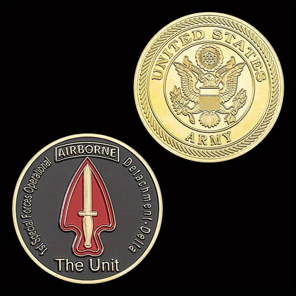 United States Army 1st Special Forces Operational Challenge Coin Airborne Delta Force Souvenirs Golden Plated Commemorative Coins 1538-Chinese Style Finds™