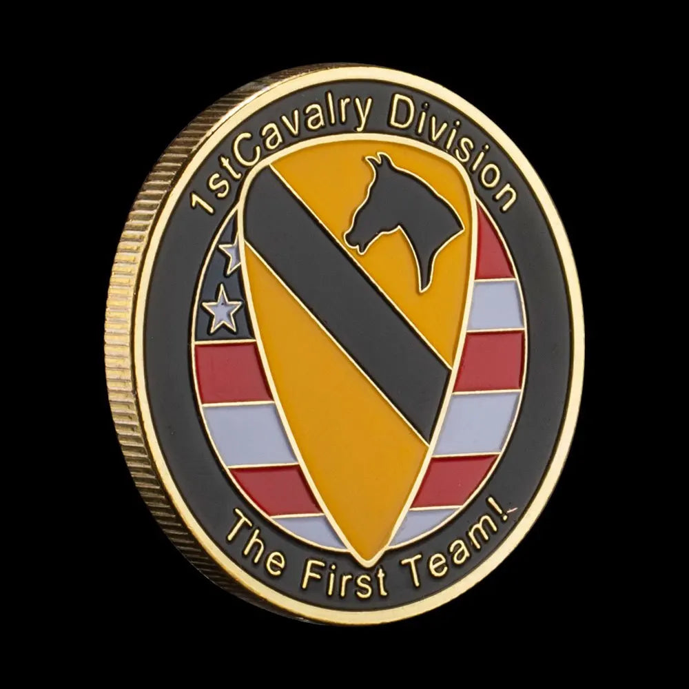 United States Army 1st cavairy Division Souvenir The First Team Golden Plated Challenge Coin Eagle Empire Commemorative Coin 1680-Chinese Style Finds™