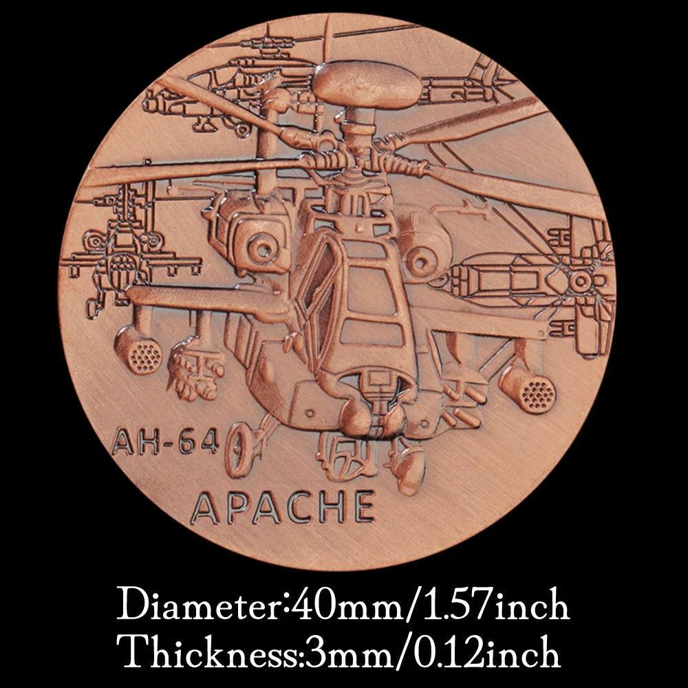 United States Army AH-64 Apache Gunship Souvenir Bronze Plated Coin US Veteran Collectible Challenge Coin Commemorative Coin 1520-Chinese Style Finds™