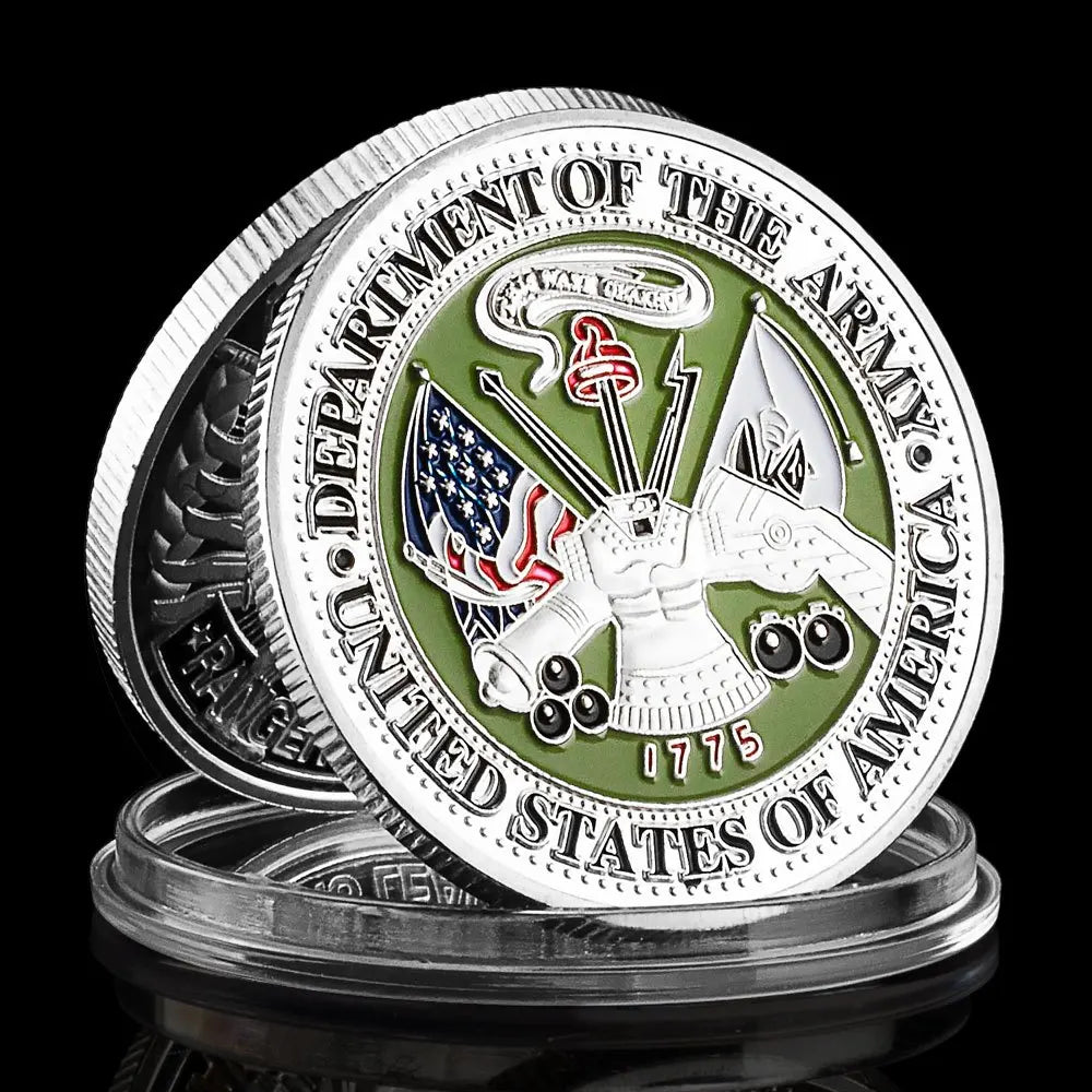 United States Army Ranger Souvenir Silvery Plated Coin Rangers Lead The WayVeteran Collectible Commemorative Coin Challenge Coin 1433-Chinese Style Finds™