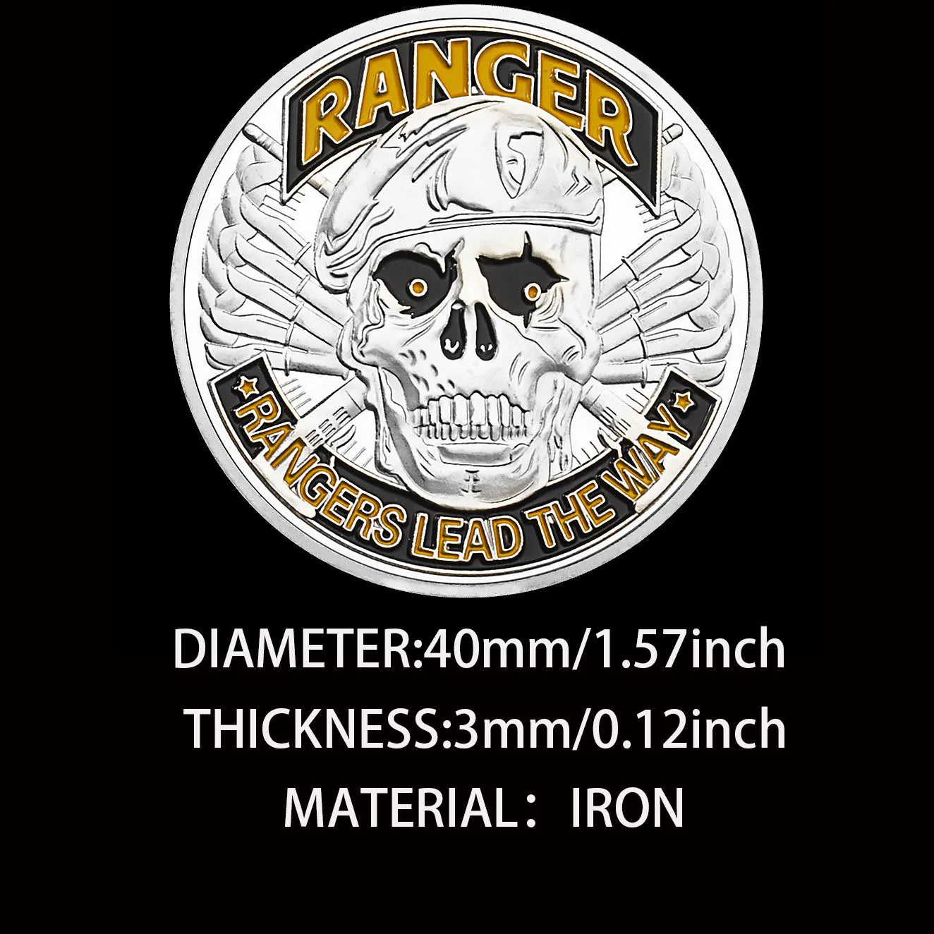 United States Army Ranger Souvenir Silvery Plated Coin Rangers Lead The WayVeteran Collectible Commemorative Coin Challenge Coin 1433-Chinese Style Finds™