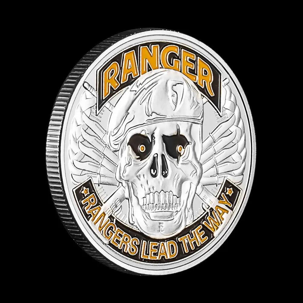 United States Army Ranger Souvenir Silvery Plated Coin Rangers Lead The WayVeteran Collectible Commemorative Coin Challenge Coin 1433-Chinese Style Finds™