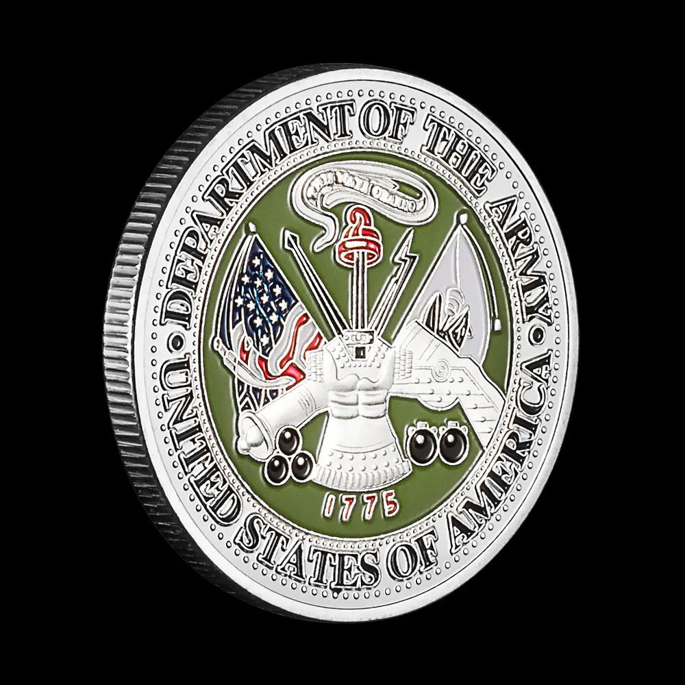 United States Army Ranger Souvenir Silvery Plated Coin Rangers Lead The WayVeteran Collectible Commemorative Coin Challenge Coin 1433-Chinese Style Finds™