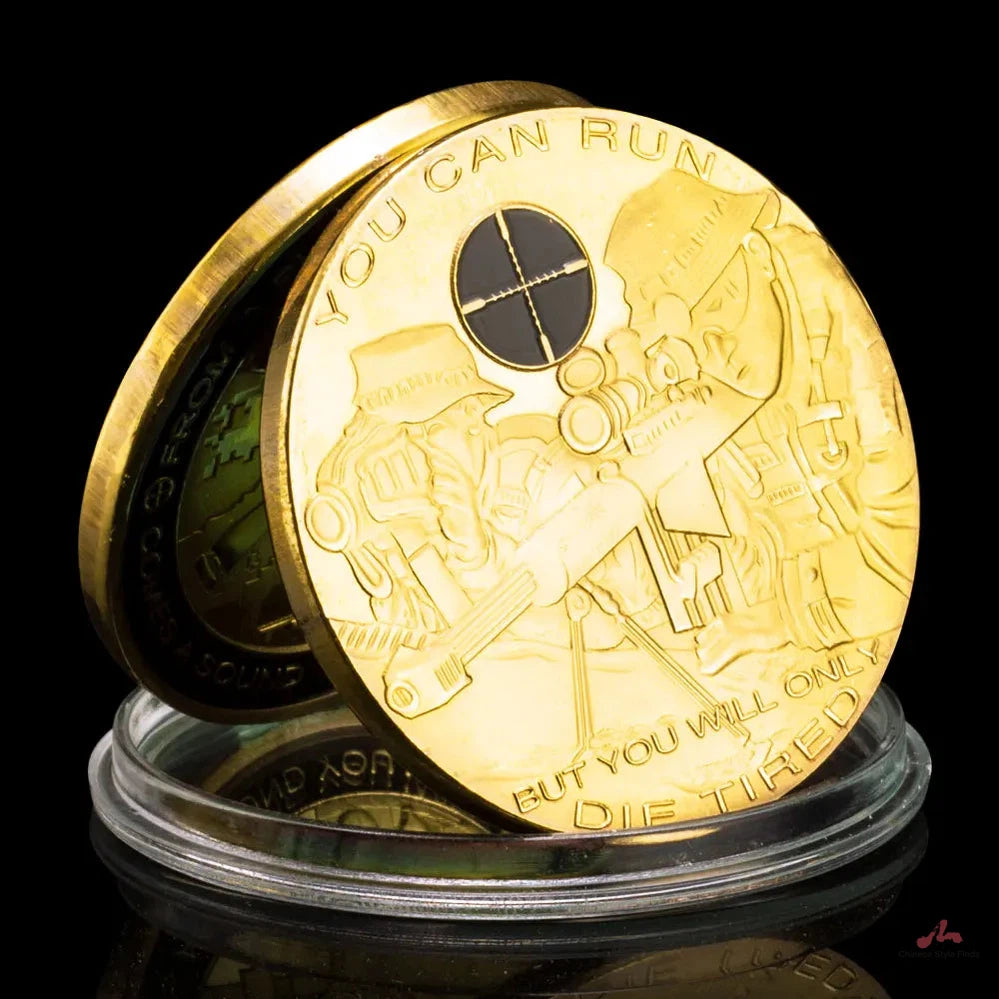 United States Army Sniper Souvenir Golden Plated You Can Run but You Will Only Die Tired Collectible Gift Commemorative Coin 1701-Chinese Style Finds™