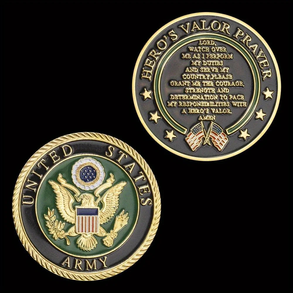 United States Army Souvenirs and Gift Ideas Golden Plted Coins Home Decorations Commemorative Coin Here's Valor Prayer 1249-Chinese Style Finds™