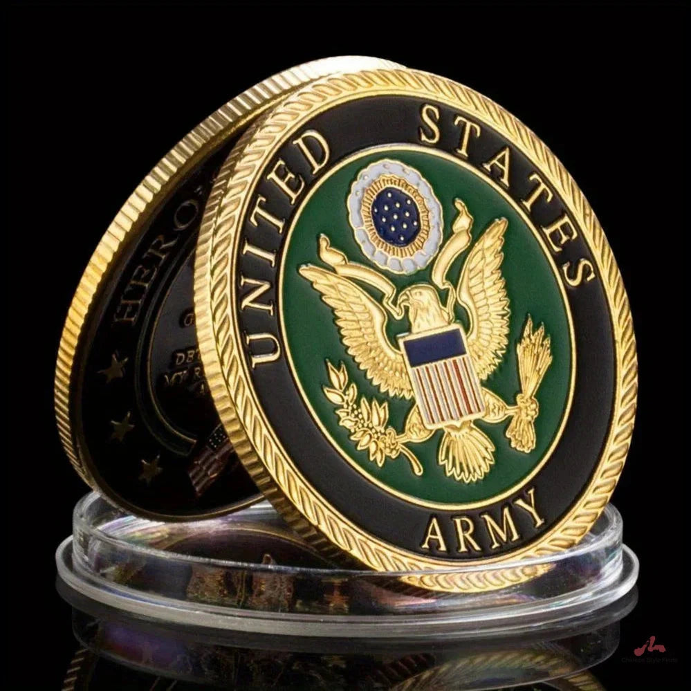 United States Army Souvenirs and Gift Ideas Golden Plted Coins Home Decorations Commemorative Coin Here's Valor Prayer 1249-Chinese Style Finds™