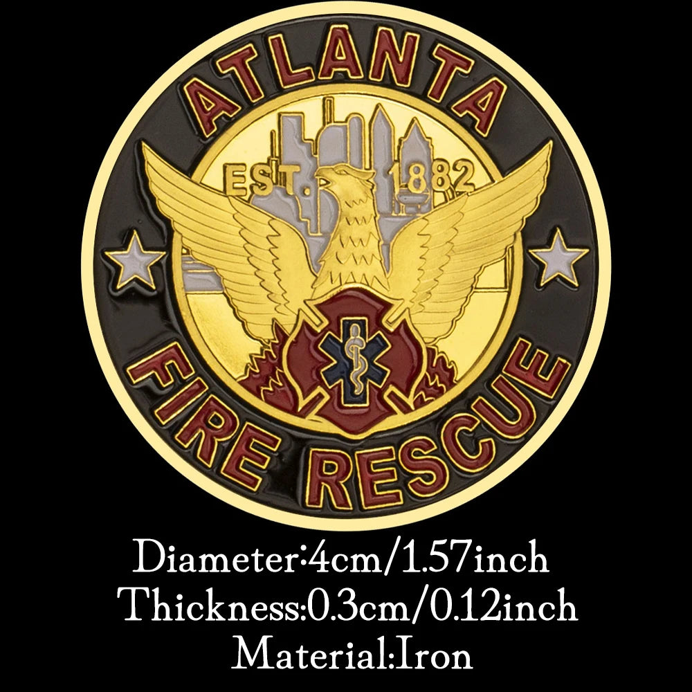 United States Atlanta Fire Rescue Souvenir Golden PlatedCollection Saint Florian Patron Saint of Firefighters Commemorative Coin 1427-Chinese Style Finds™