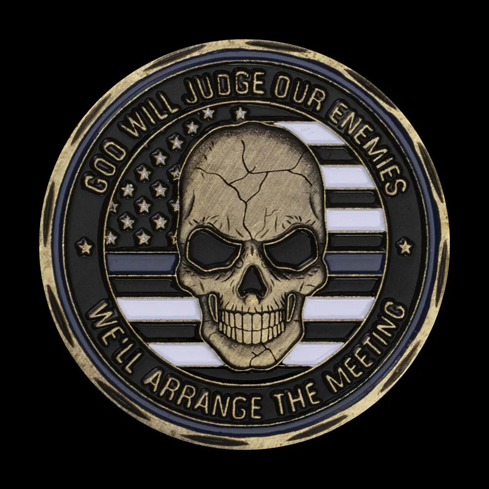 United States Blue Line Skull Bronze Coin To Protect and Serve Collectible Challenge Coin Police Officer Commemorative Coin 1076-Chinese Style Finds™