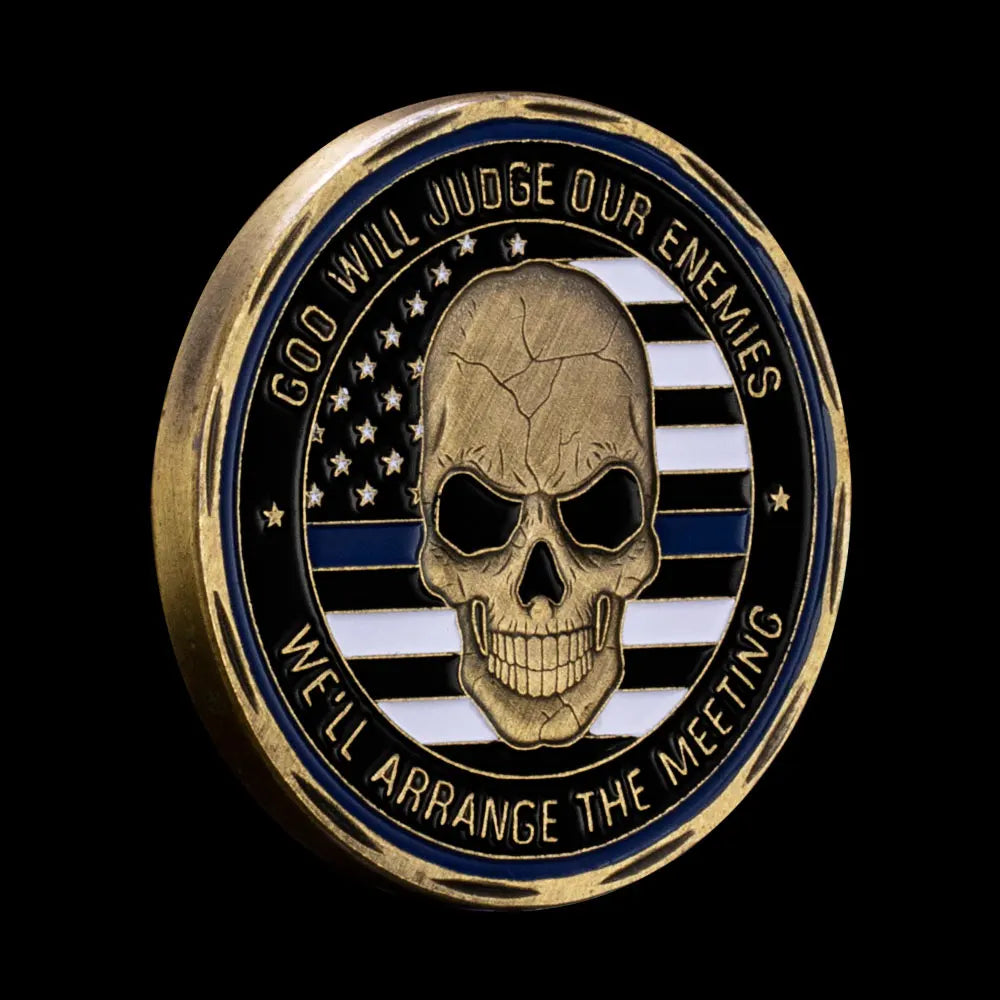 United States Blue Line Skull Bronze Coin To Protect and Serve Collectible Challenge Coin Police Officer Commemorative Coin 1076-Chinese Style Finds™