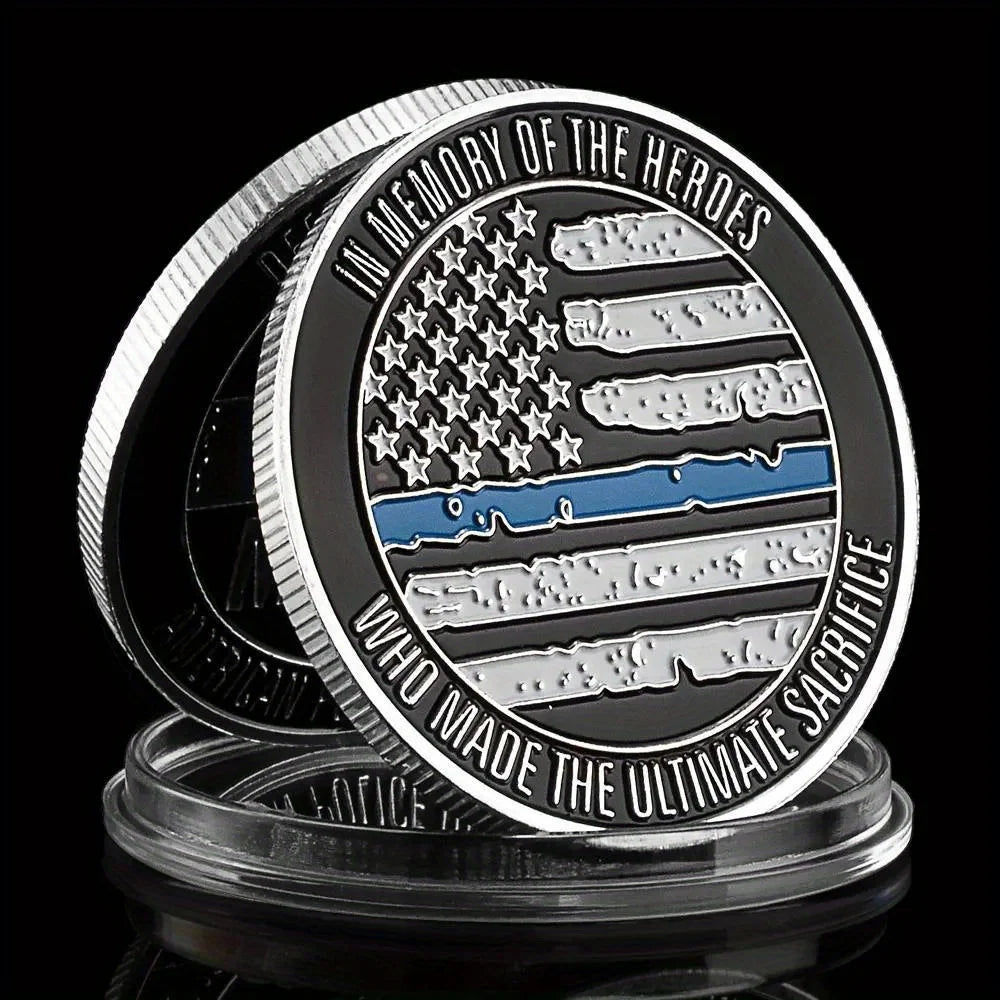 United States Blue Lives Matter Souvenir Coin Defending The Lives of American Police Officers Thin Blue Line Commemorative Coin 1497-Chinese Style Finds™