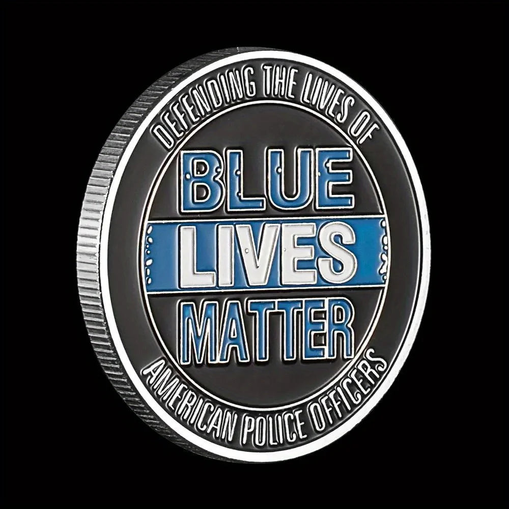 United States Blue Lives Matter Souvenir Coin Defending The Lives of American Police Officers Thin Blue Line Commemorative Coin 1497-Chinese Style Finds™