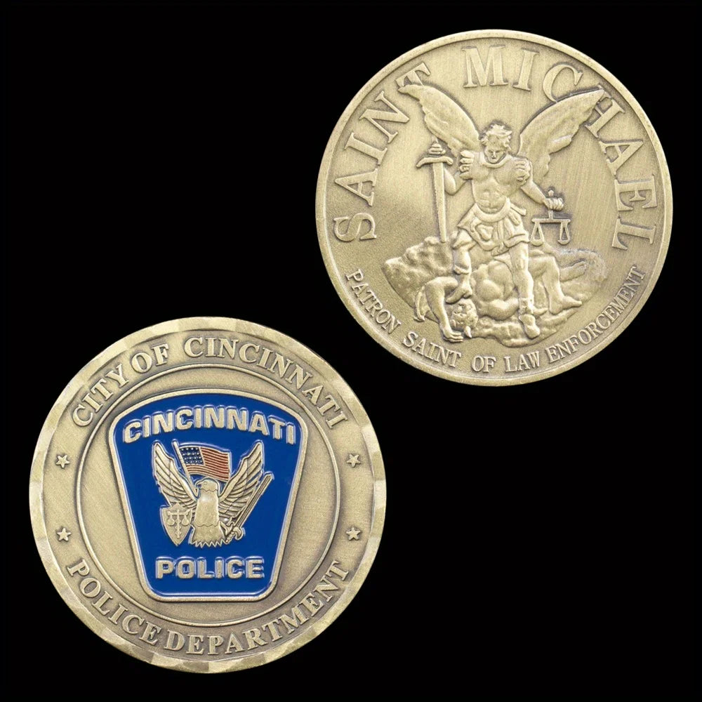 United States City of Cincinnati PoliceDepartment Collectible Copper Plated Souvenir Coin Saint Micheal Commemorative Coin 1361-Chinese Style Finds™