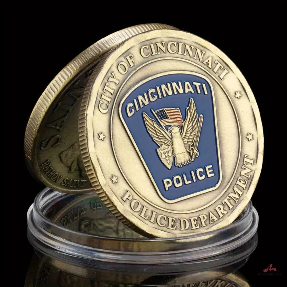 United States City of Cincinnati PoliceDepartment Collectible Copper Plated Souvenir Coin Saint Micheal Commemorative Coin 1361-Chinese Style Finds™