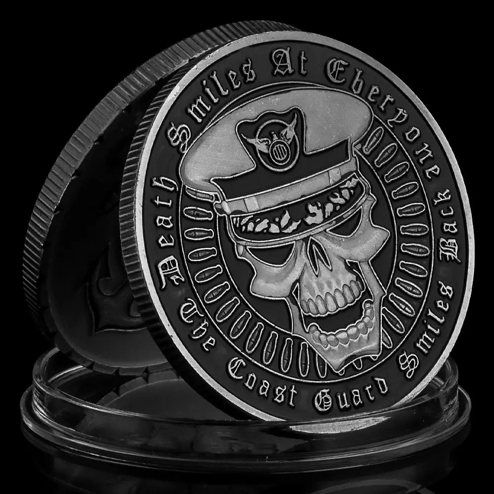 United States Coast Guard Challenge Coin Navy Skull Antique Silvery Plated Commemorative Coins Sailors Skull Souvenirs and Gift Ideas 1657-Chinese Style Finds™