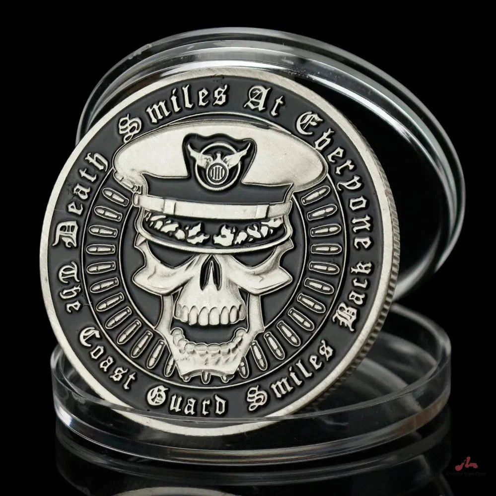 United States Coast Guard Challenge Coin Navy Skull Antique Silvery Plated Commemorative Coins Sailors Skull Souvenirs and Gift Ideas 1657-Chinese Style Finds™