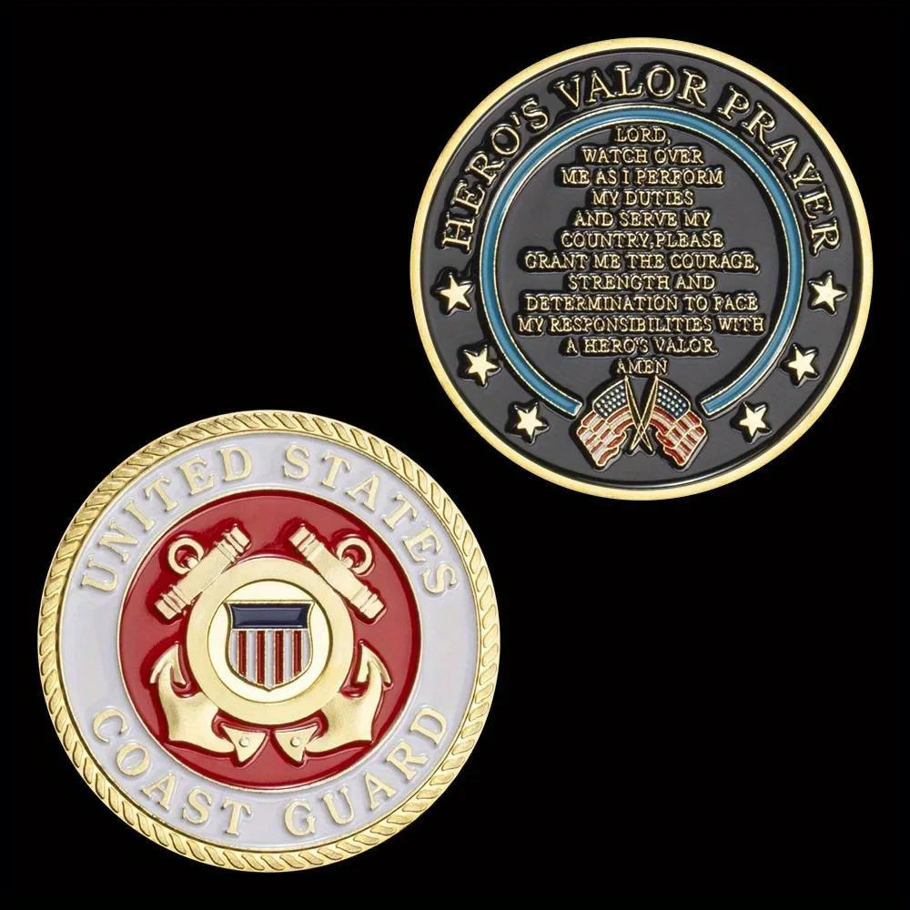 United States Coast Guard Challenge Coin and HeroValor Prayer for Courge Coins Golden Plated Souvenirs Decors Commemorative Coin 1263-Chinese Style Finds™