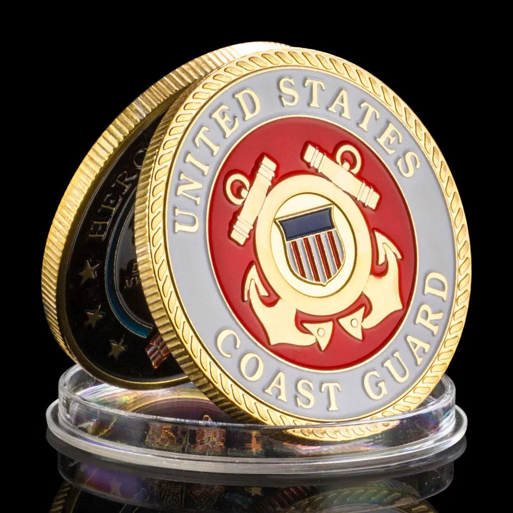 United States Coast Guard Challenge Coin and HeroValor Prayer for Courge Coins Golden Plated Souvenirs Decors Commemorative Coin 1263-Chinese Style Finds™