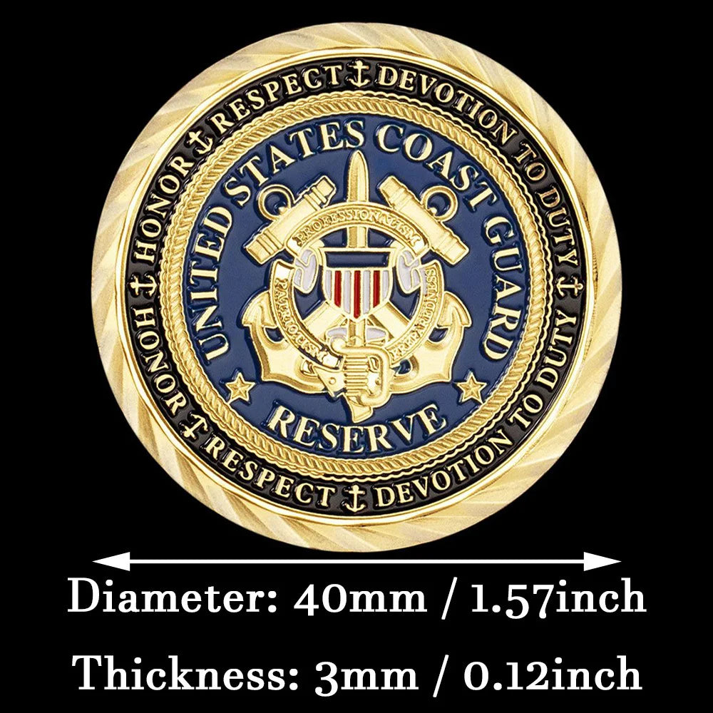 United States Coast Guard Souvenir Coin Semper Paratus USCG Core Values Challenge Coin Veteran Golden Plated Commemorative Coin 1613-Chinese Style Finds™