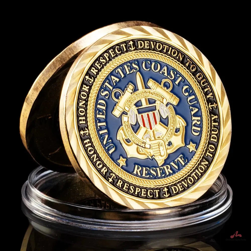 United States Coast Guard Souvenir Coin Semper Paratus USCG Core Values Challenge Coin Veteran Golden Plated Commemorative Coin 1613-Chinese Style Finds™