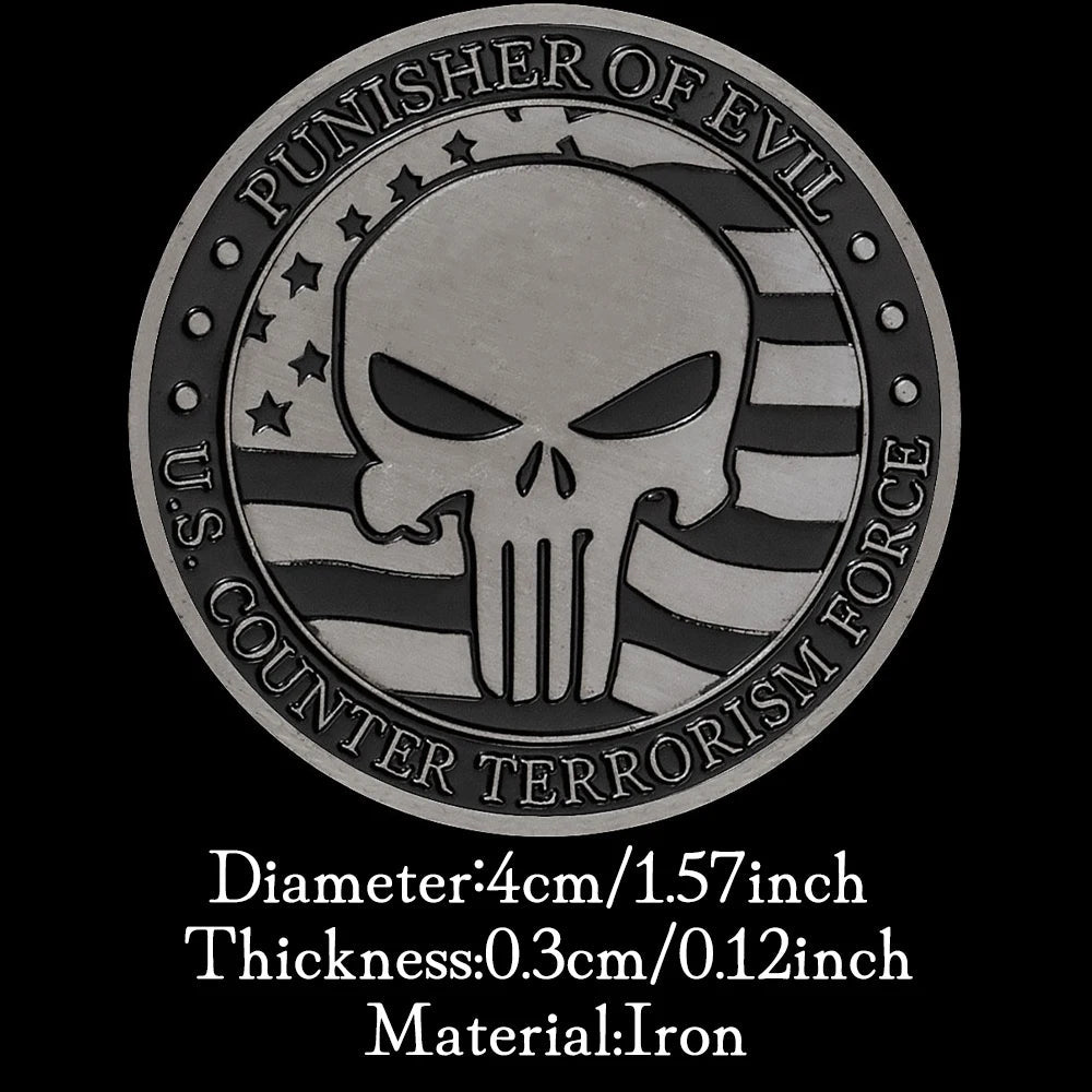 United States Counter Terrorism Force Souvenir Silvery Plated Coin Skull Commemorative Coin Challenge Coin 1522-Chinese Style Finds™