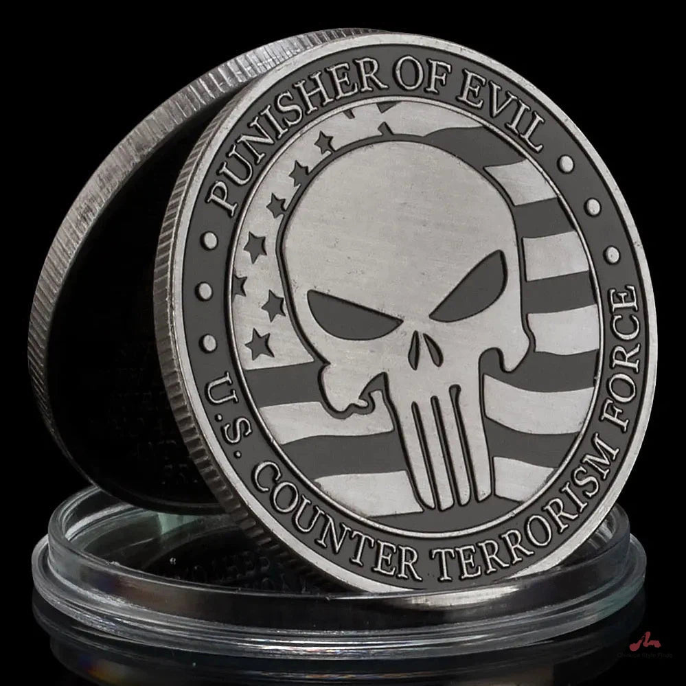 United States Counter Terrorism Force Souvenir Silvery Plated Coin Skull Commemorative Coin Challenge Coin 1522-Chinese Style Finds™