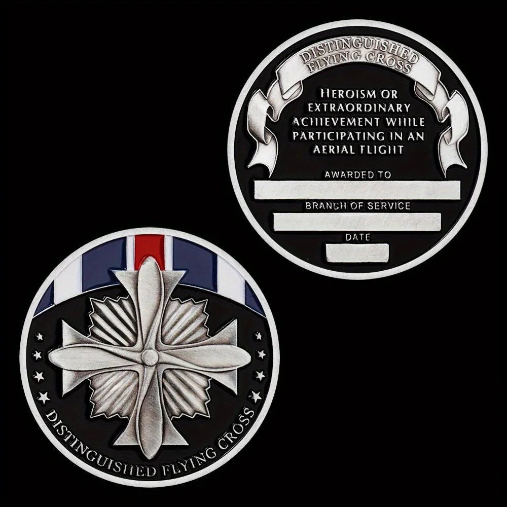 United States Distinguished Flying Cross Challenge Coin Antique Silvery Plated Collectible Coin Military Fans Commemorative Coin 1563-Chinese Style Finds™