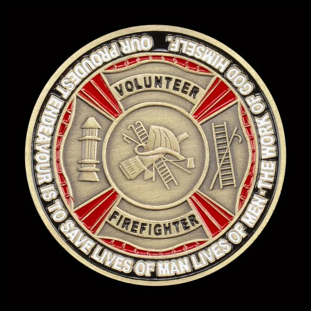 United States Fire Fighter Souvenir Volunteer Copper Plated Coin Collectible Gift The Work of God Himself Commemorative Coin 1383-Chinese Style Finds™