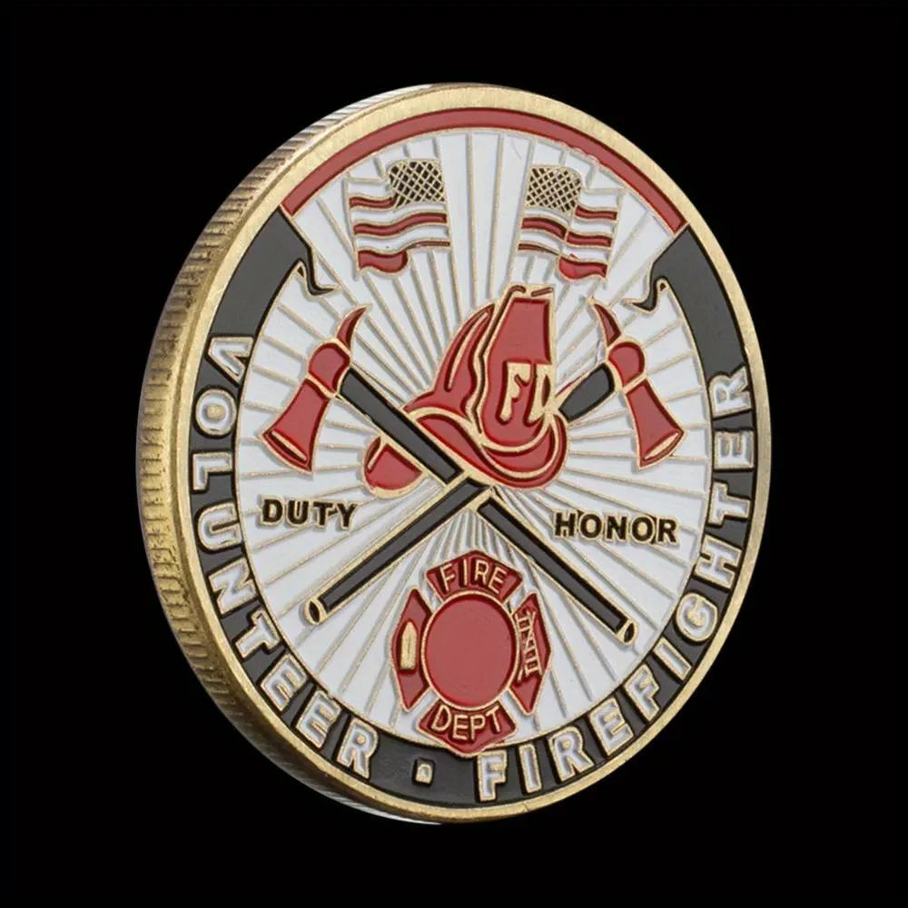 United States Fire Fighter Souvenir Volunteer Copper Plated Coin Collectible Gift The Work of God Himself Commemorative Coin 1383-Chinese Style Finds™