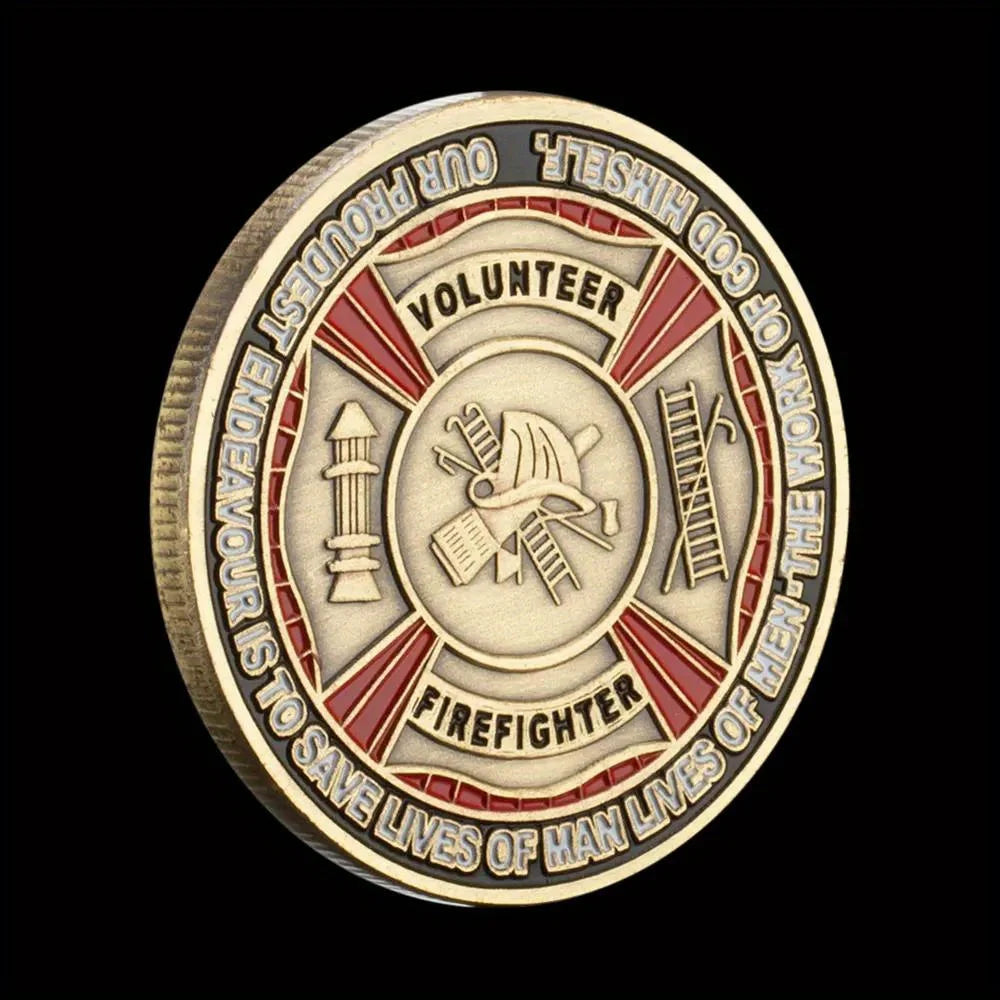 United States Fire Fighter Souvenir Volunteer Copper Plated Coin Collectible Gift The Work of God Himself Commemorative Coin 1383-Chinese Style Finds™