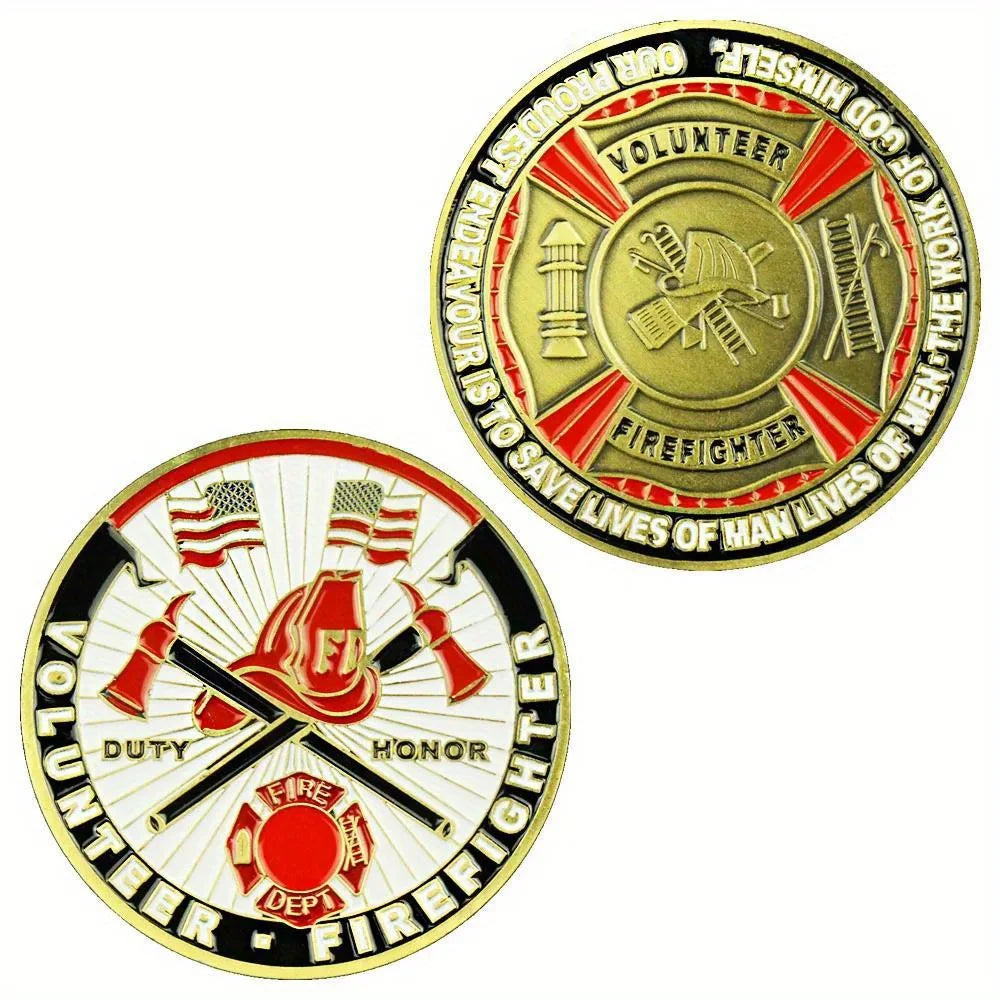 United States Fire Fighter Souvenir Volunteer Copper Plated Coin Collectible Gift The Work of God Himself Commemorative Coin 1383-Chinese Style Finds™