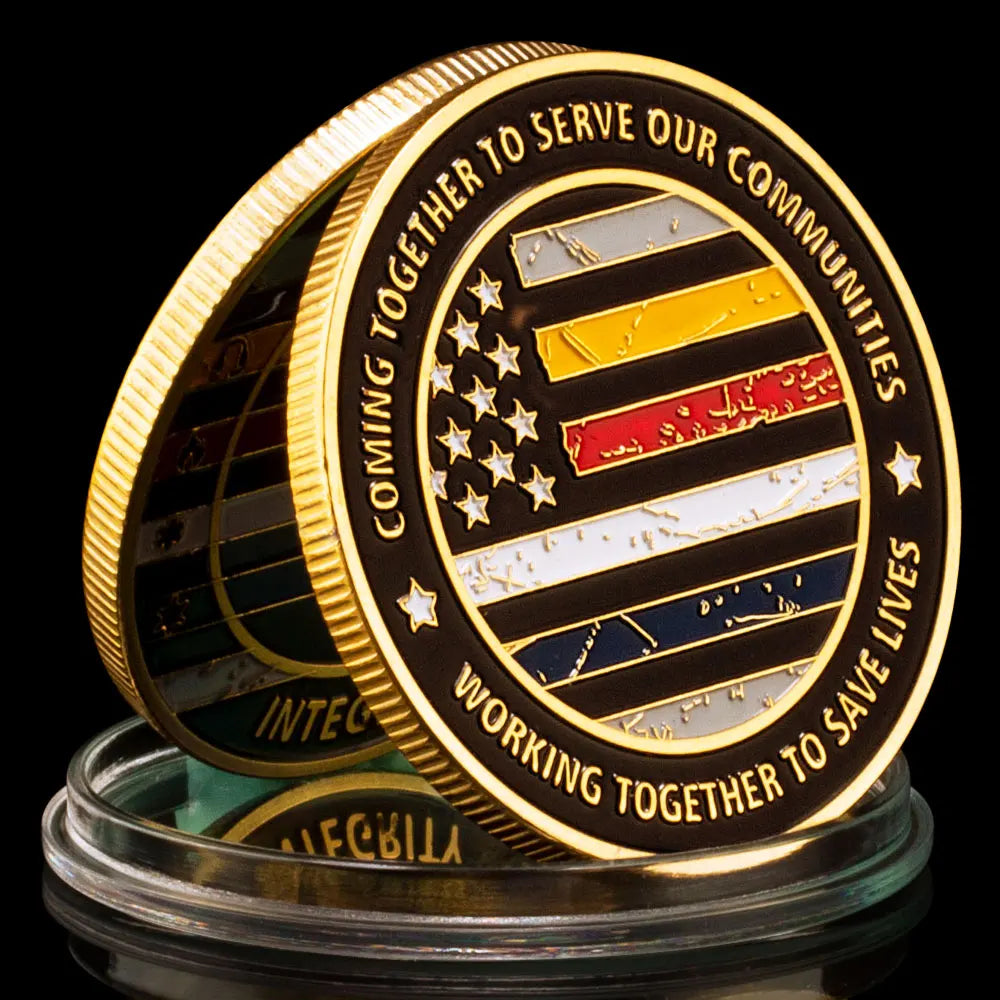 United States Fire Rescue EMS Police Souvenir Coin Collectible Silvery Golden Plated Challenge Coin Commemorative Coin 1556-Chinese Style Finds™