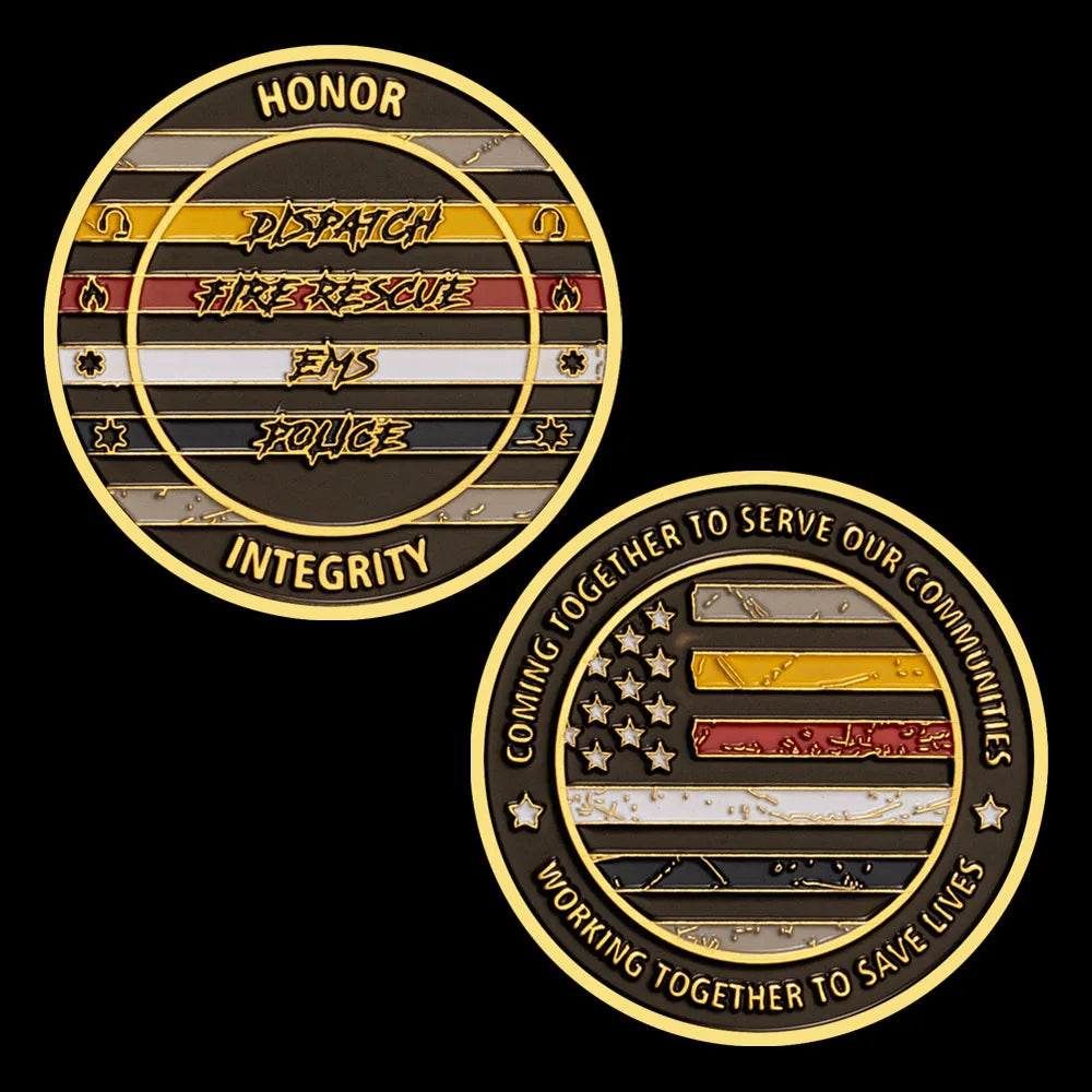 United States Fire Rescue EMS Police Souvenir Coin Collectible Silvery Golden Plated Challenge Coin Commemorative Coin 1556-Chinese Style Finds™