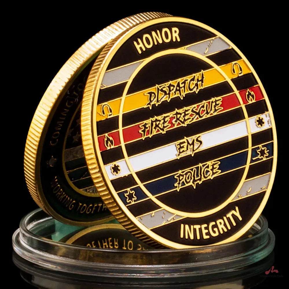 United States Fire Rescue EMS Police Souvenir Coin Collectible Silvery Golden Plated Challenge Coin Commemorative Coin 1556-Chinese Style Finds™