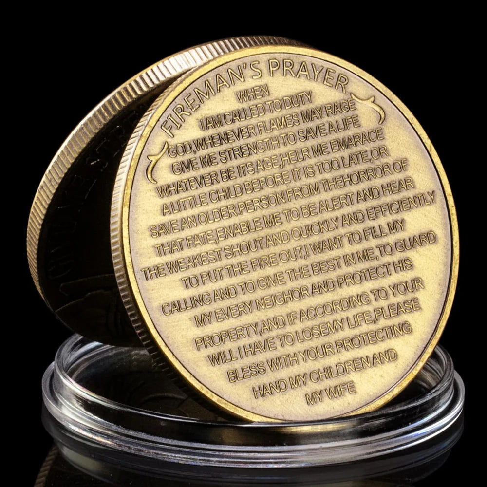 United States Firefighter Souvenir Bronze Coin Give Me Strength To Save A Life Collectible Gift Fireman's Prayer Challenge Coin 1572-Chinese Style Finds™