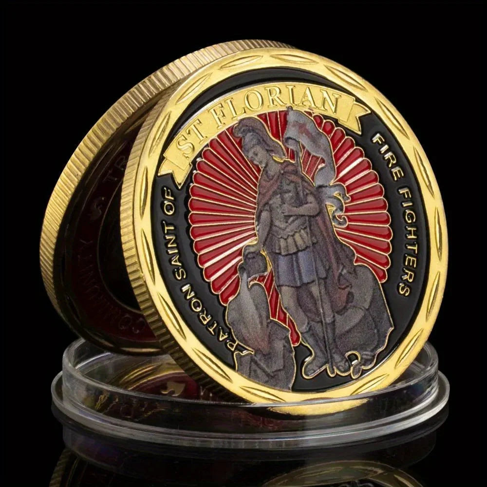 United States Firefighter Souvenir Coin ST. Florian Collectible Gift Challenge Coin Honor Golden Plated Commemorative Coin 1575-Chinese Style Finds™