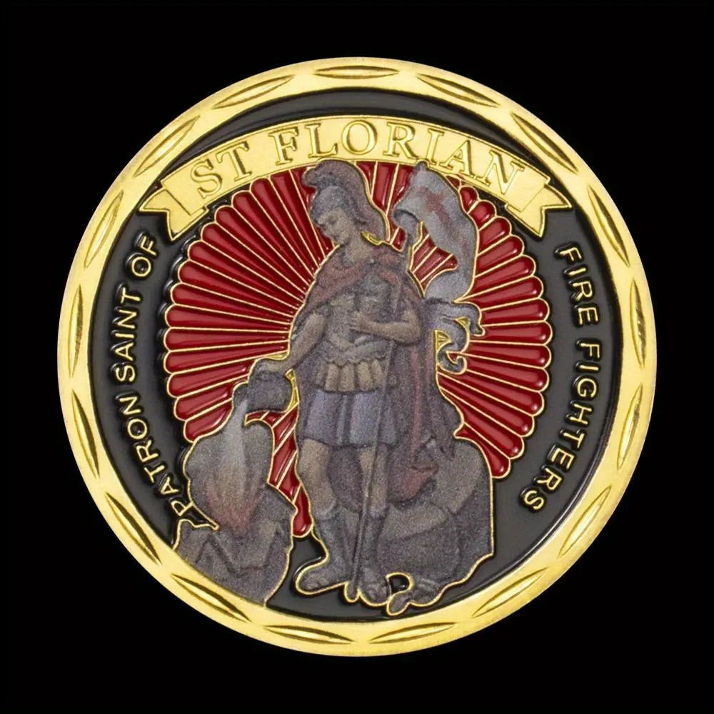 United States Firefighter Souvenir Coin ST. Florian Collectible Gift Challenge Coin Honor Golden Plated Commemorative Coin 1575-Chinese Style Finds™