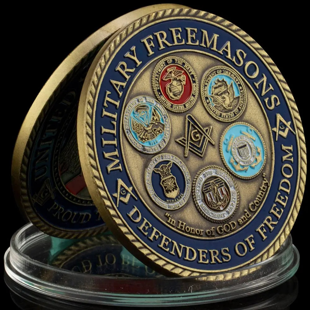 United States Freemason Souvenir Coin Military Freemason Defenders of FreemasonCollectible Gift Golden Plated Commemorative Coin 1539-Chinese Style Finds™